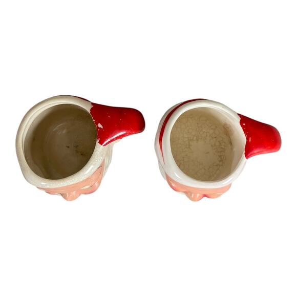 Vintage 2 Mini Ceramic Winking Santa Mugs Made In Japan - Picture 2 of 6